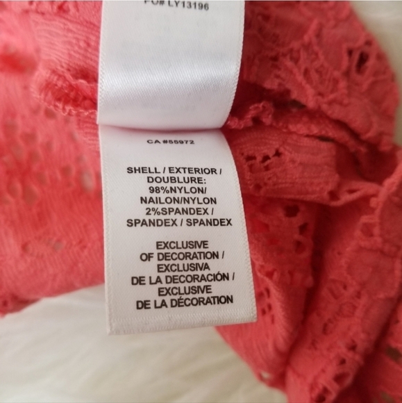 Laundry by Shelli Segal Crochet Lace Tunic M – Coral Sheer ¾ Sleeve Boho Chic - Picture 10 of 14